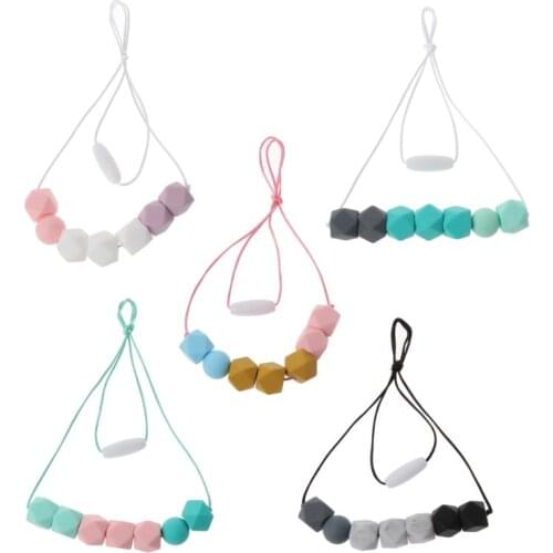 Baby Teething Necklace Safty Silicone Beads Nursing Necklace Chewable Teether