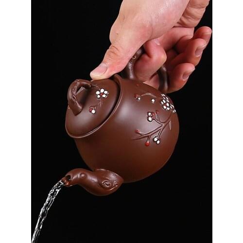 Purple teapot simple single pot handmade tea kung fu large capacity filter teapot ceramic plum teapot tea set LB40809