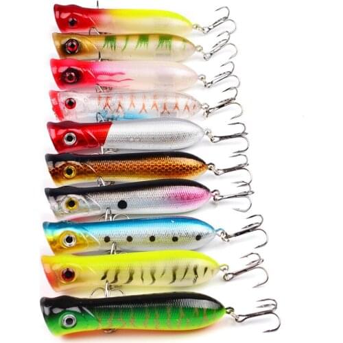 HiUmi 1Pc Popper Fishing Lure 8cm 11g 6# Hook Artificial Wobbler Poper Hard Bait Tackle Swimbait Fishing Lure
