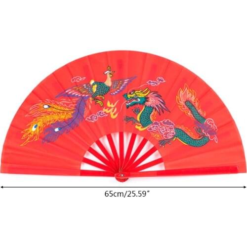 Chinese Kung Fu Fan Tai Chi Martial Arts Dragon Phoenix Plastic Handheld Folding Fans Art Dance Gift