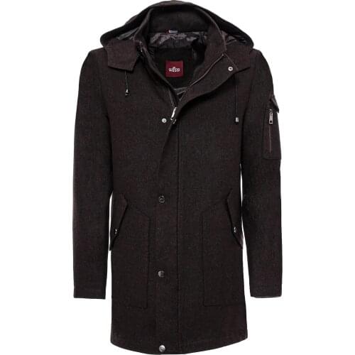 Hooded Cachet Hidden Zippered Brown Coat