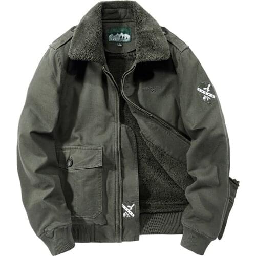 Mens military bomber jacket with big pockets fashion army flight pilot coat fleece lined warm outerwear workwear tops
