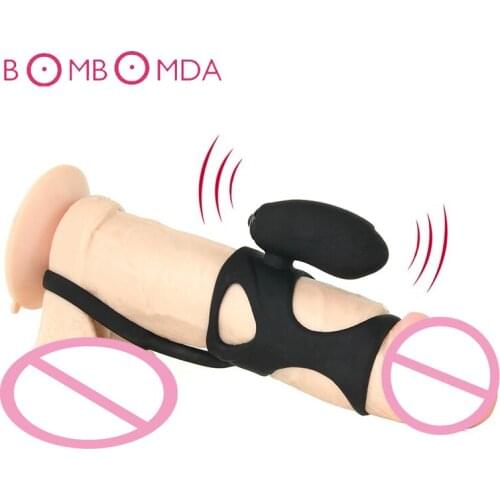 Male Vibration Cock Ring Chastity Device Scrotal Bondage Delayed Ejaculation Erectile Dilator Penis Ring Adults Sex Toys For Men