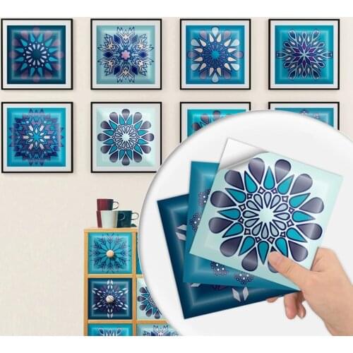 Mexican Style Tiles Sticker Kitchen Oil-proof Art Mural Bathroom Waterproof Peel & Stick Crystal Film PVC Wallpaper10pcs/set