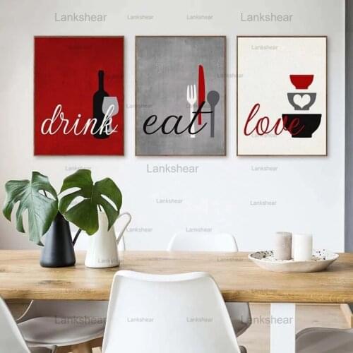 Nordic Kitchen Wall Art Canvas Painting Tableware Utensil Posters and Prints Minimalist Pictures for Dining Room Home Decoration