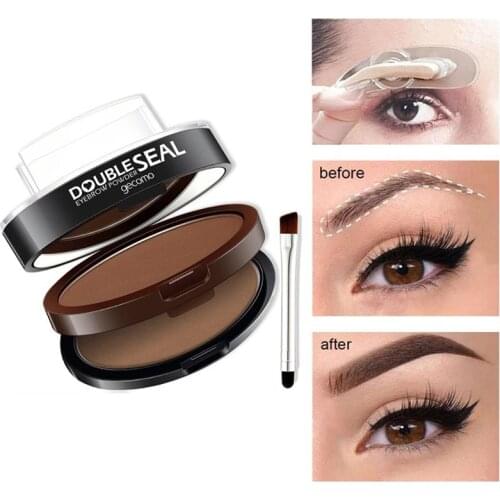 Natural Arched Eyebrow Seal Double Layer 2 Colors Quick Make-Up Eyebrow Seal Long Lasting Waterproof Eyebrow Powder With Brush