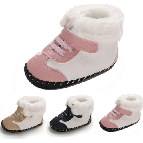 Winter New Thick Warm Plush Baby Boots Soft PU Leather Anti-slip Rubber Soled Toddler Infant Snow Boots Boy Girl First Walkers