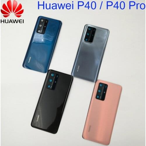 Original Glass Back Cover For Huawei P40/P40 Pro Replacement Parts Back Battery Case Rear Door Housing With Camera Lens Frame