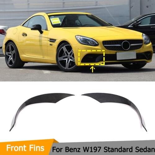 Car Front Bumper Canards Splitters for Mercedes-Benz SLC Class W197 SLC300 Sedan Standard 2017-2019 Carbon Fiber Air Vents Fins