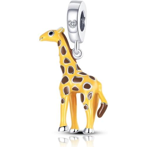 CODEDOG 925 Sterling Silver Lover Giraffe Charm Circle Bead Fit Original 3mmBracelets Bangle Pendant Jewelry Making C997