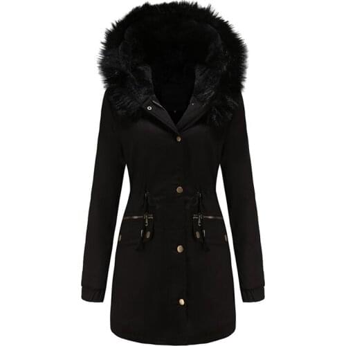 Casual Thicker Women Loose Lammy Jacket Coat Big Fur Collar Overcoat Ladies Medium Long Thicken Cotton Coats Female LD2348