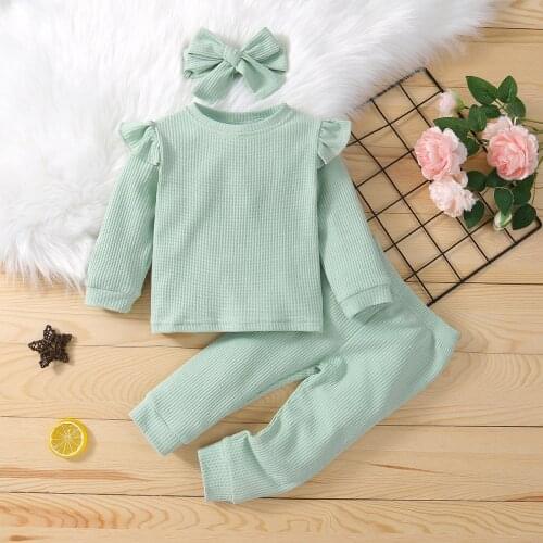 Girls Casual Three-piece Clothes Set, Solid Color Pullover, Pants and Headdress Casual Cute Fashionable