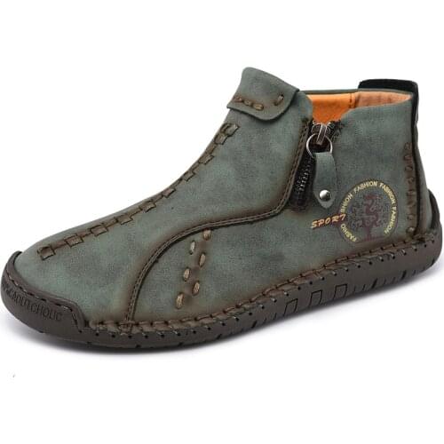 Plus Size 48 Men Winter boots Fashion Handmade Leather Boots Men Snow Boots Autumn casual leather Shoes Men Ankle Boots For Men