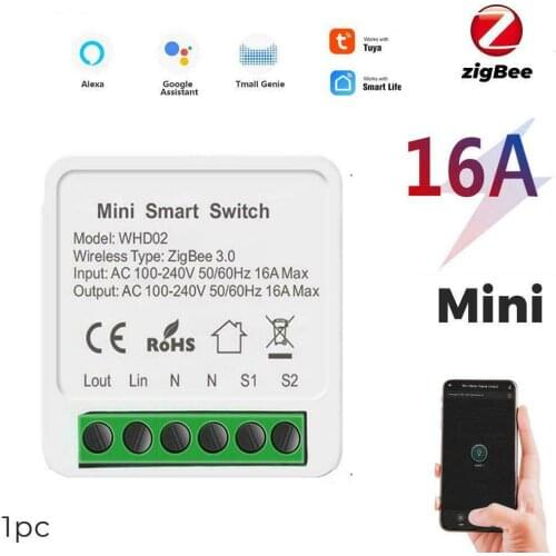 Tuya ZigBee 3.0 Smart Light Switch, Smart Home Automation DIY Module Breaker Support 2 Way Control, Works with Alexa Google Home