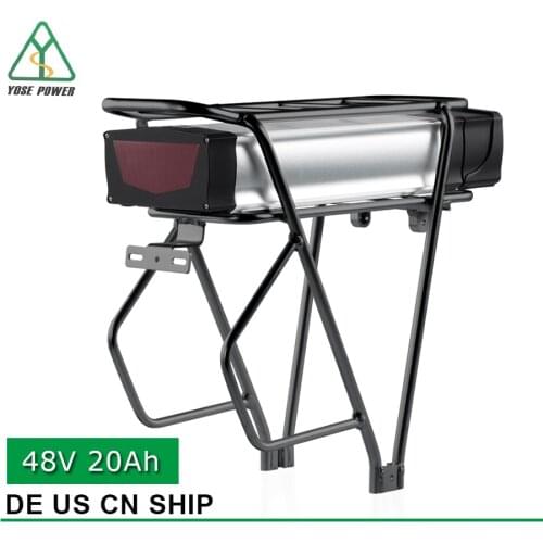 YOSE POWER 48V Battery Pack 20Ah 48V 1500W Ebike Battery Rear Rack for 26''-28'' V-brake of Rear Wheel 18650 Lithium Ion Battery