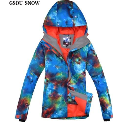 Gsou Snow Female Womens Ski Jacket Outdoor Waterproof Windproof Breathable Jacket for Women Snowboard Winter Warm Coat