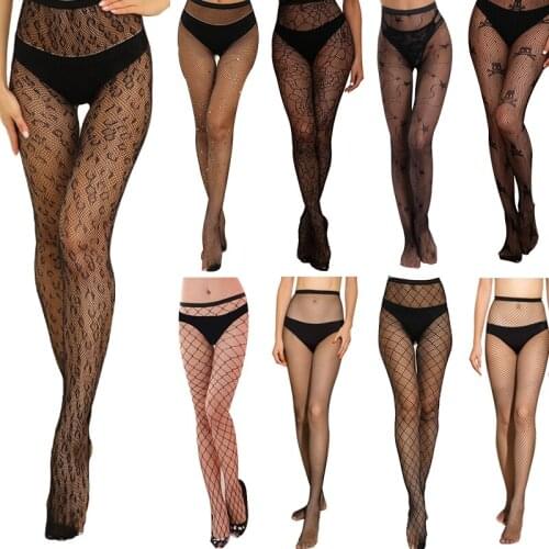 2 Pieces Women Sexy Tights Hollow Out Female Punk Hottie Black Pantyhose Elastic Mesh Stocking Fishnet Harajuku Nylon Hosiery