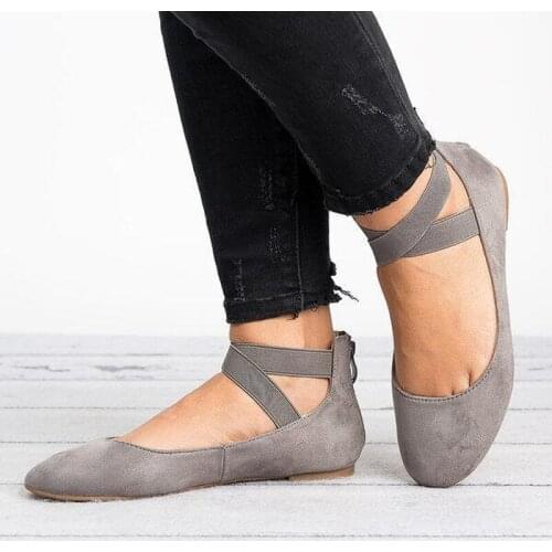 2019 autumn new flat with single shoes shallow mouth elastic bandage mother shoes round head womens shoes large size