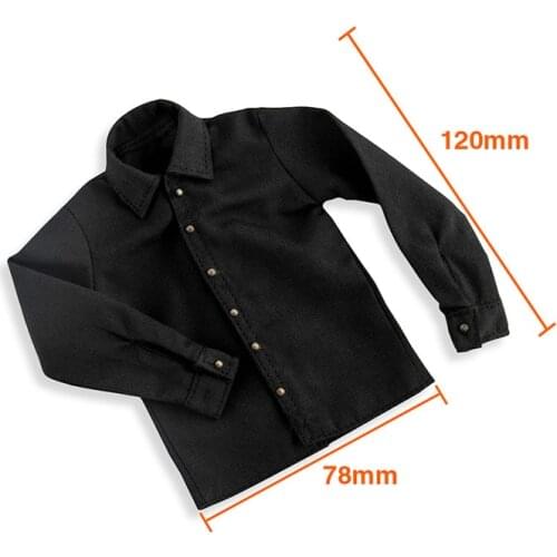 1/6 Male Black Long Sleeve Shirt Model Soldier Clothes Accessories Fit 12'' Action Figure Body