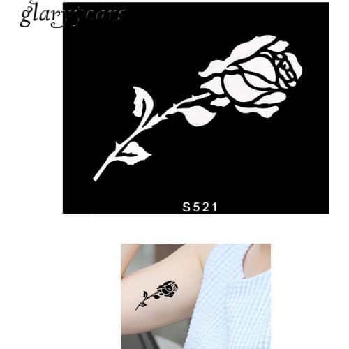 1 Piece Small Indian Henna Tattoo Stencil Rose Pattern Design DIY Colored Drawing Women Body Art Tattoo Stencil Disposable S521