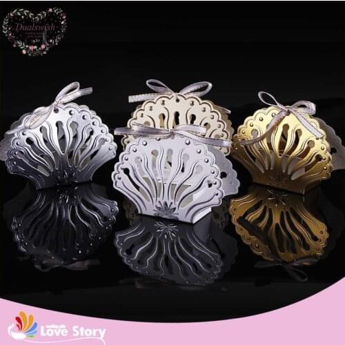 25pcs Love Sea Shell Wedding Favors Box Baby Shower Candy Box Gift Box Party Supplies Wedding Decoration