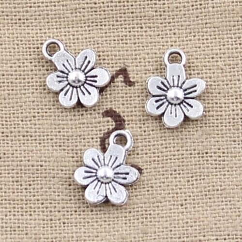 30pcs Charms Double Sided Flower 12x9mm Antique Making Pendant fit,Vintage Tibetan Silver color,DIY Handmade Jewelry
