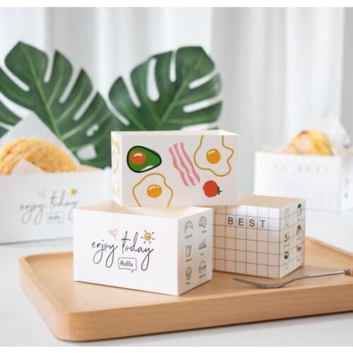 50pc Food Hamburger Wrapping Box Packaging Cake Toast Bread Sandwich Disposable Food Container Oilpaper Paper Tray Packing Boxes