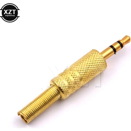 50pcs/lot High Quality Gold-plated 3.5-head audio plug 3.5 Weld head Dual 3.5-channel headphone plug
