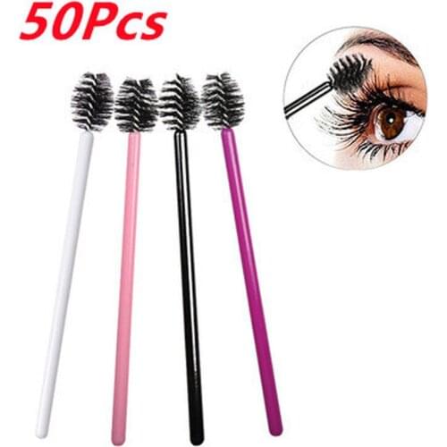 50 Pcs Disposable Eyelash Brush Mini Mascara Wands Brow Brush Cosmetic Tool Portable Eyelash Comb Eyelash Extension Makeup Tools