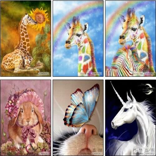 5D Diy Diamond Painting Animal Series Of Giraffe Pictures Rhinestones Full Square Cross Stitch Needlework Home Decorative Gifts