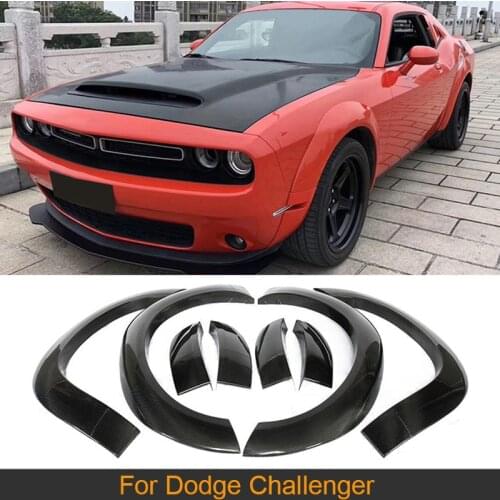 Car Side Fender Flares Mudguards Covers Trims For Dodge Challenger GT TA Coupe 2017 2018 Wheel Arches Mouldings Carbon Fiber FRP