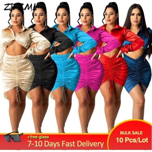 Bulk Items Wholesale Lots Womens Ruched Mini Dress Elegant Buttons Up Full Sleeve Bandage Vestido Classy Hollow Out Sheath Robe