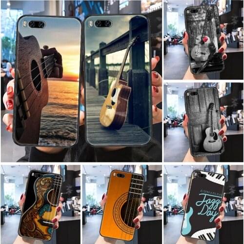 Retro guitar scenery Musical Phone case For Xiaomi Mi Max Note 3 A2 A3 8 9 9T 10 Lite Pro Ultra Frosted black trend cell cover