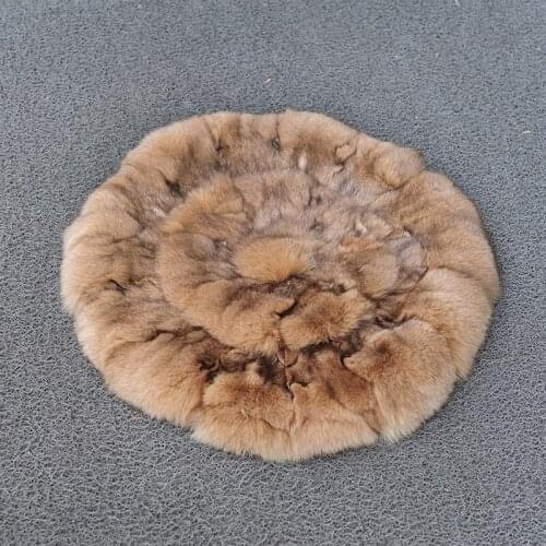 CX-D-35H Winter Warm Fox Fur Sofa Floor Car Seat Cushion Real Fur Round Car Seat Cushion