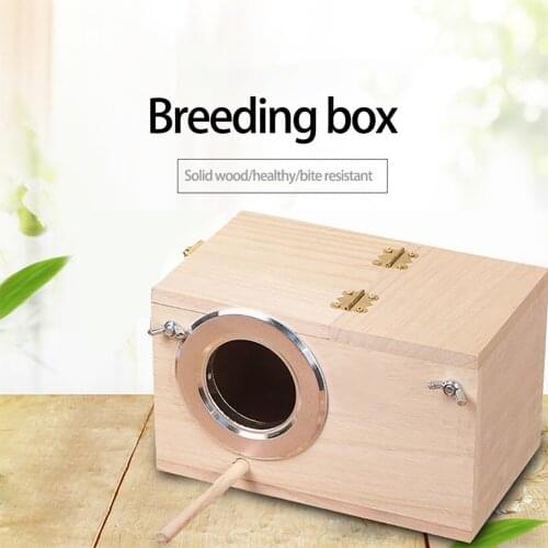 Wood Bird Breeding Box Bird House Nest Parrot Breeding Decorative Cages Pet Accessories Home Balcony Decoration