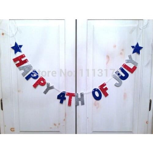 Cheap Happy 4th Of July Banner -- Glitter Banner / Photo Prop personalized festive garland
