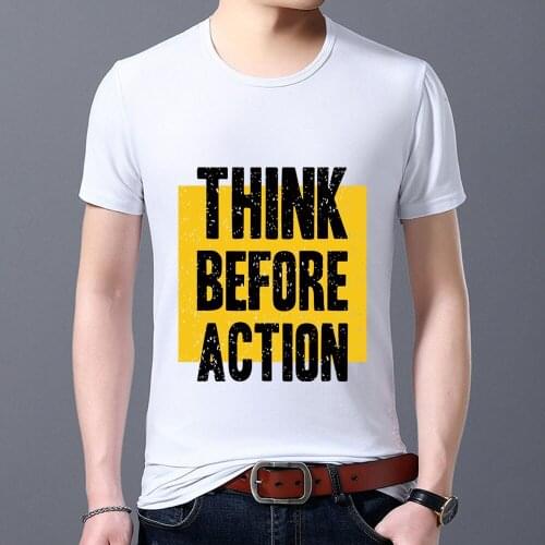 Mens Letter Printing O-neck T-shirt Personalized Pattern Commuter Top Basic Hot-selling Breathable T-shirt Soft Mens Clothing