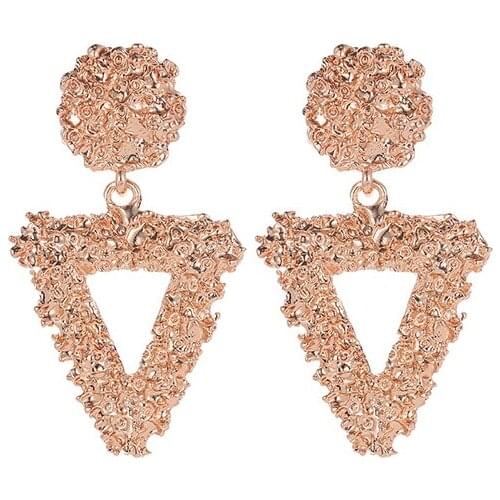 Geometric Triangle Exaggerated Jewelry For Women Dangle Drop Abrazine Metal Earrings Golden White Rose Gold