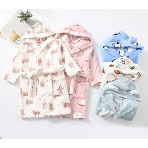 Autumn Winter Baby Kids Sleepwear Robe Flannel Warm Bathrobe For Girls Boys Pajamas 4-12Years Teenagers Childrens Dressing Gown