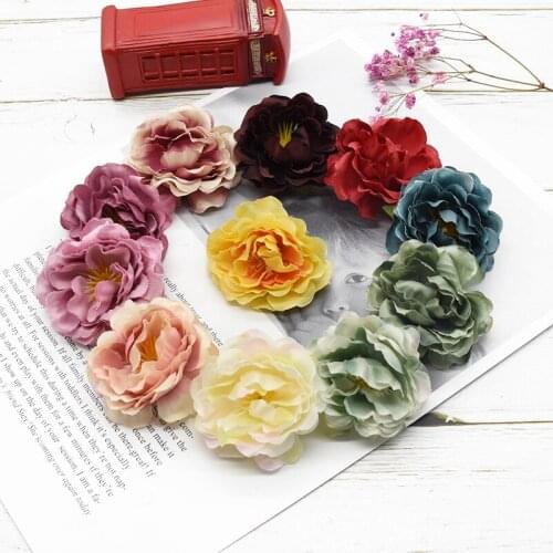 10 pieces Artificial peony Wedding Home decoration accessories Garlands New Year Candy box Wreath Brooch Headdress jewelry Gifts