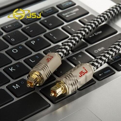 JSJ JF-G72 Braided Digital Fiber Optic Audio SPDIF MD DVD TosLink Cable Lead Cord enthusiast digital audio cable 1M - 5M