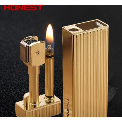 Retro Million Matches Kerosene Lighter Pure Copper Brass Fashion Steel Tone Cotton Oil Lighter Mens Gifts Outdoor Tools