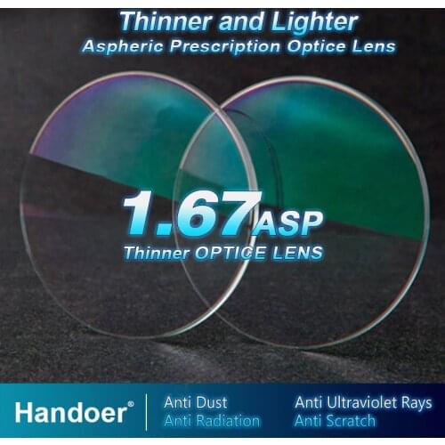 Index 1.67 Anti-Radiation Protection Optical Single Vision Lens Aspheric Anti-UV Prescription Lenses,2Pcs of Lenses