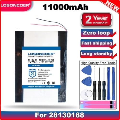 LOSONCOER 11000mah 28130188 for Cube Talk9x U65gt T9 Battery 3.7V Li-ion Polymer Tablet PC Battery For ALLDOCUBE TALK9 TALK9X