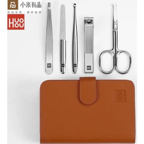 Hot youpin Huohou Nail Clipper Stainless Nose Hair Trimmer Portable Travel Hygiene Kit Nail Cutter for xiaomi mijia Tool Sets