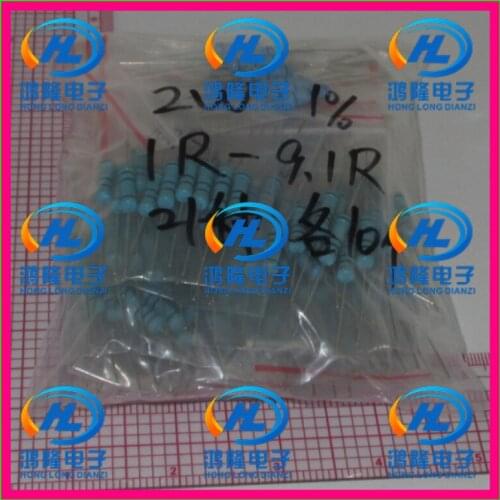 2W Metal Film Resistors 1R-9.1R ohm 1% 2W Metal Film Resistors Samples kit 21values*10pcs=210pcs assorted kit