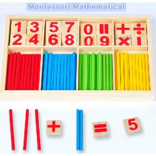 Montessori Toys Math Educational Wooden Toys for Children Early Learning Puzzle Kids Number Counting Sticks Teaching Aids