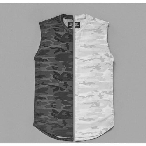 Mens Sports Sleeveless Top Gym Quick-Drying Camouflage Sports T-Shirt Pure Cotton Mens Sportswear Vest Mens T-Shirt