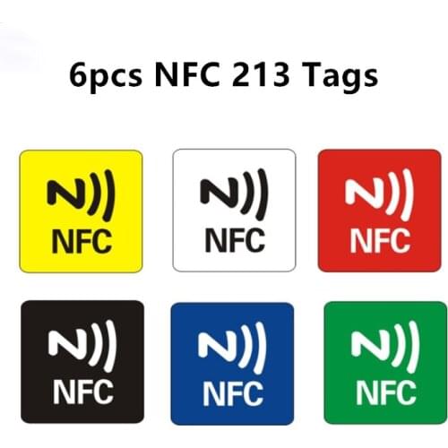 6Pcs NFC Tag Sticker 13.56MHz Waterproof PET Material NFC Stickers Smart Adhesive Anti Metal NFC 213 Tags For All NFC Phones