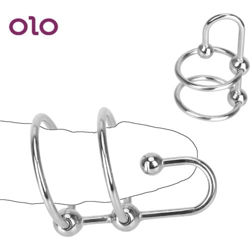 OLO Urethral Plug Cock Head Stainless Steel Penis Ring Cock Ring Erection Enhancer Delayed Ejaculation Sex Toys For Men